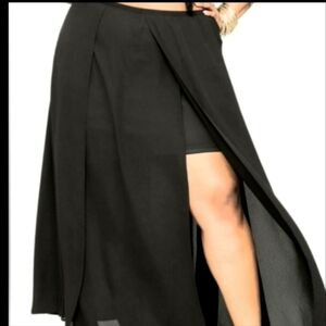 Nwt Ashley Stewart Black Car Wash Panel Mini Maxi Panels Skirt Chiffon Overlay